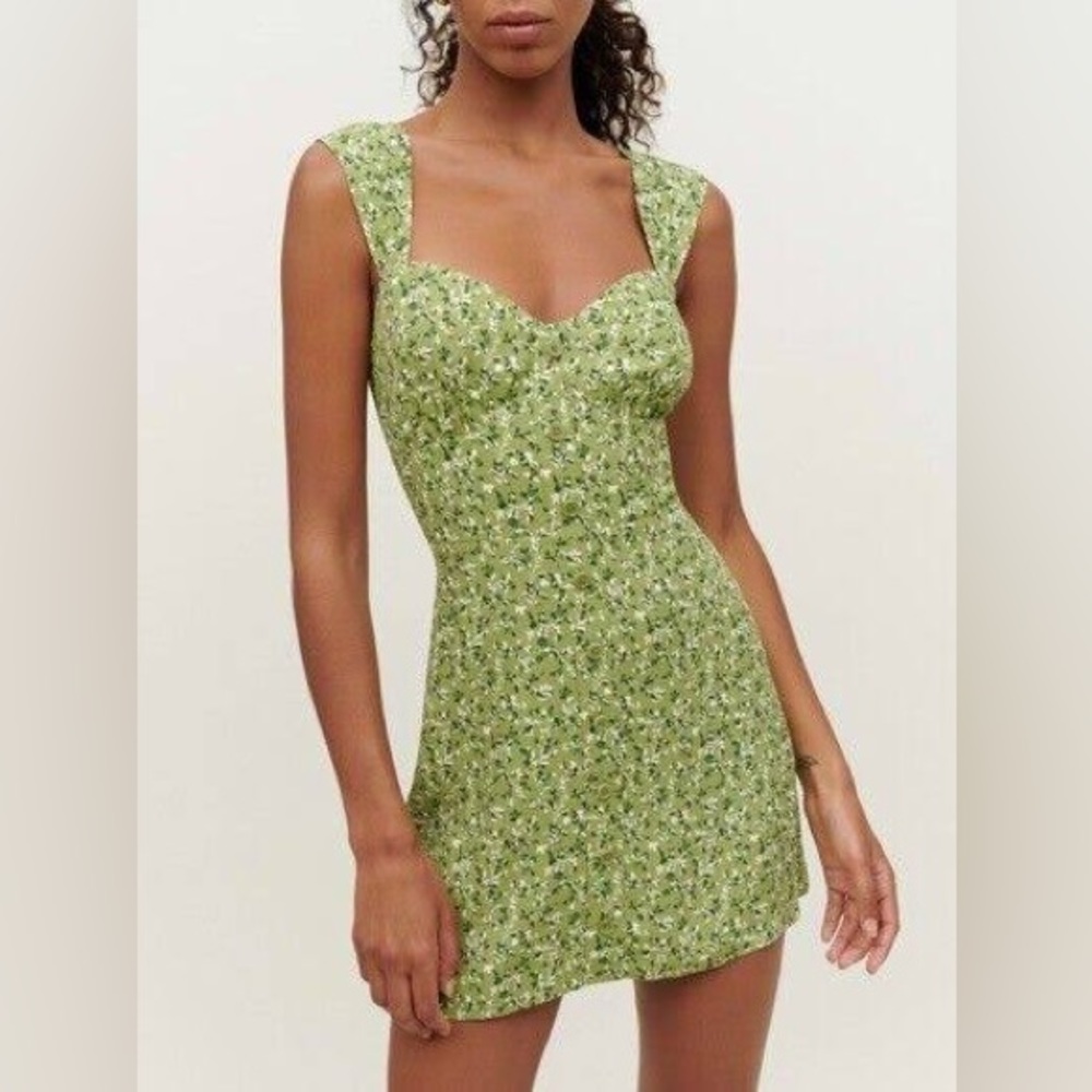 Reformation Lorelei Samantha green floral mini dress NWOT size 12